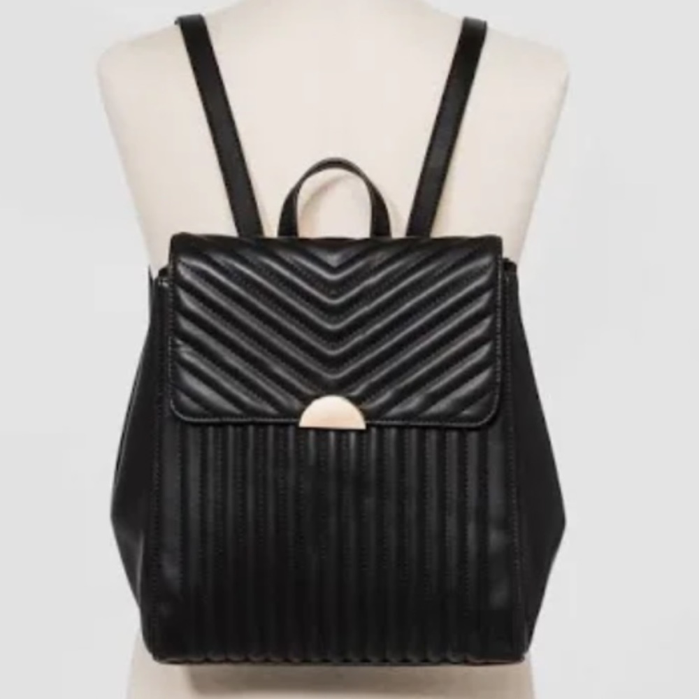 Black Quilted Flap Backpack Purse- A New Day